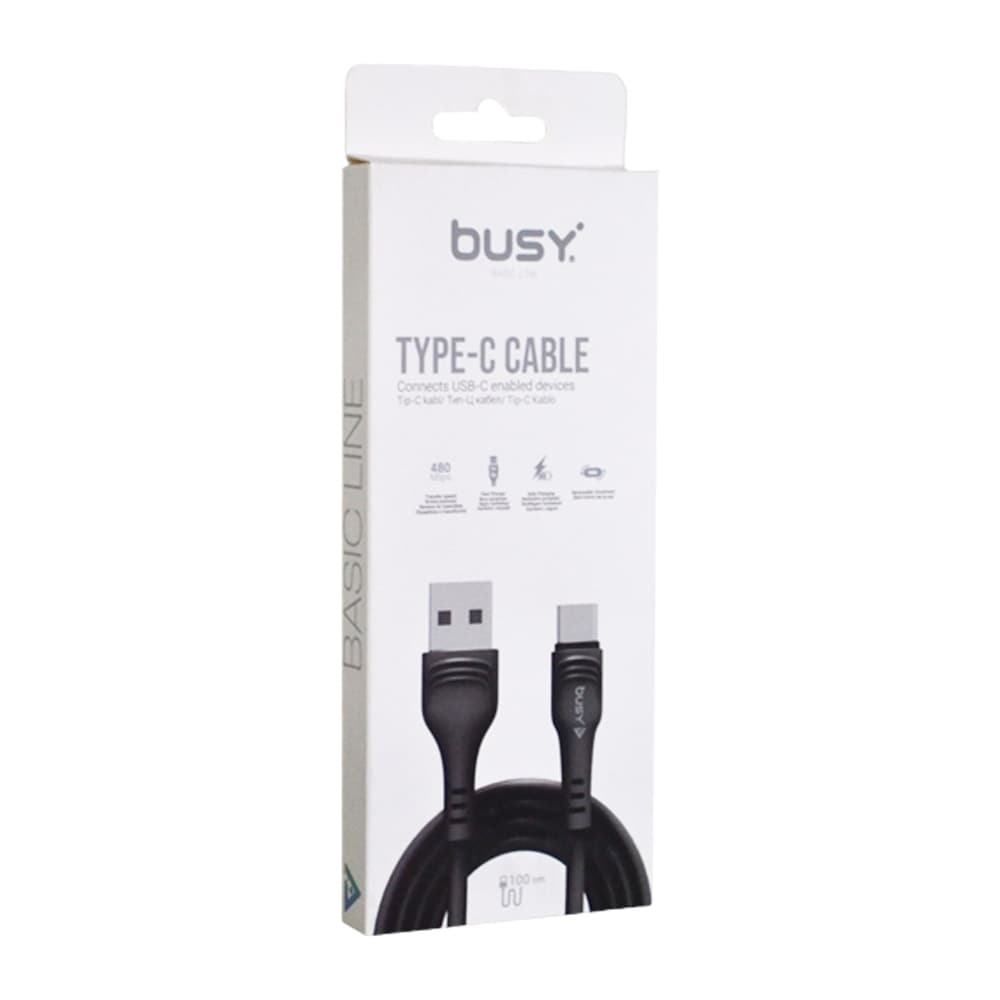 Тип Ц УСБ кабел ПВЦ 1м. бел Basic Line Busy - слика 1