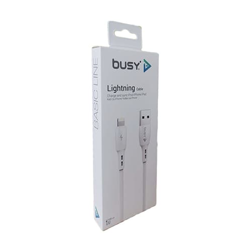 Lightning кабел ПВЦ 1м. бел Basic Line Busy - слика 1