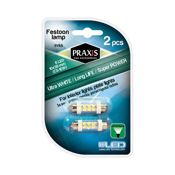 Сијалица Praxis - Т10X39-6LED White (54004) - слика 1