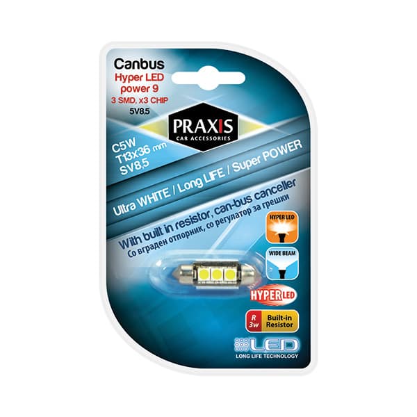 Лед канбус Praxis Т13x36-3SMD/5050 White (54022) - слика 1