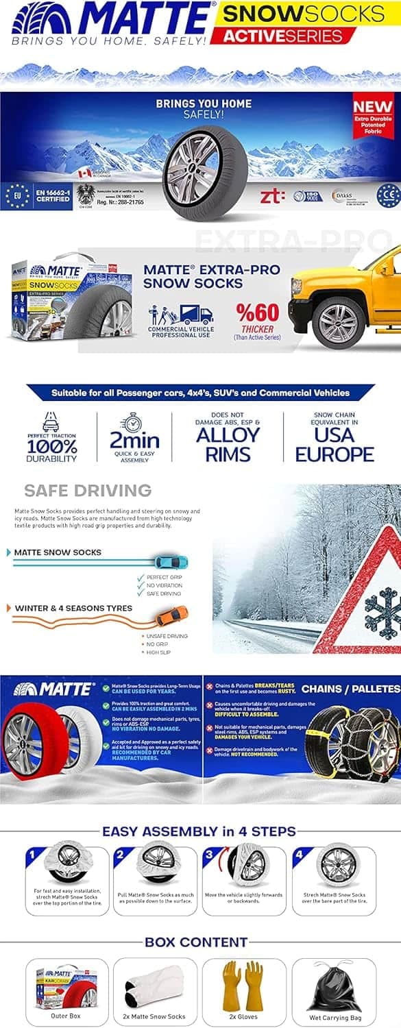 Авто чорапи за снег МАТТE EXTRA PRO- XL - слика 6
