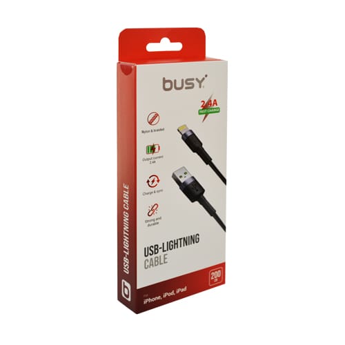 Lightning Кабел 2m плетен Busy (несерт.) црн 50698